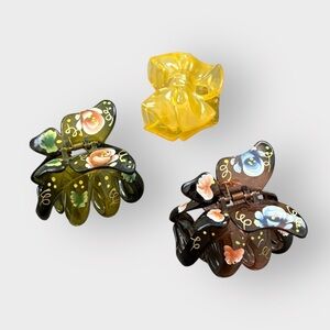 Hand Painted Hair Butterfly Clips, Florals, Bows, Large Size, Fairy - 3PC Y2K